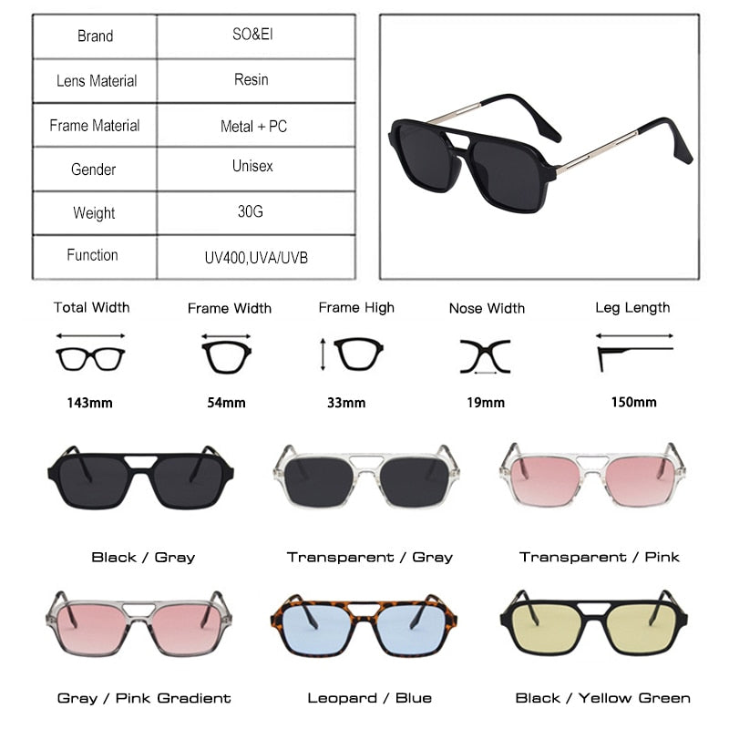 EI Retro Double Bridges Sunglasses