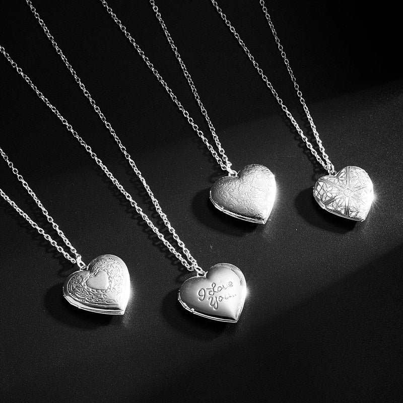 Collier pendentif médaillon coeur d'amour ouvrable