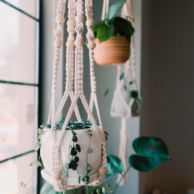 Paniers de suspension pour plantes en macramé Pots de fleurs