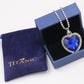 Titanic Heart of Ocean Blue Heart Love Forever Pendant Necklace + Velvet Bag