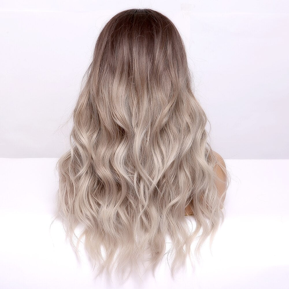 EASIHAIR Brown to Blonde Ombre Synthetic Wigs