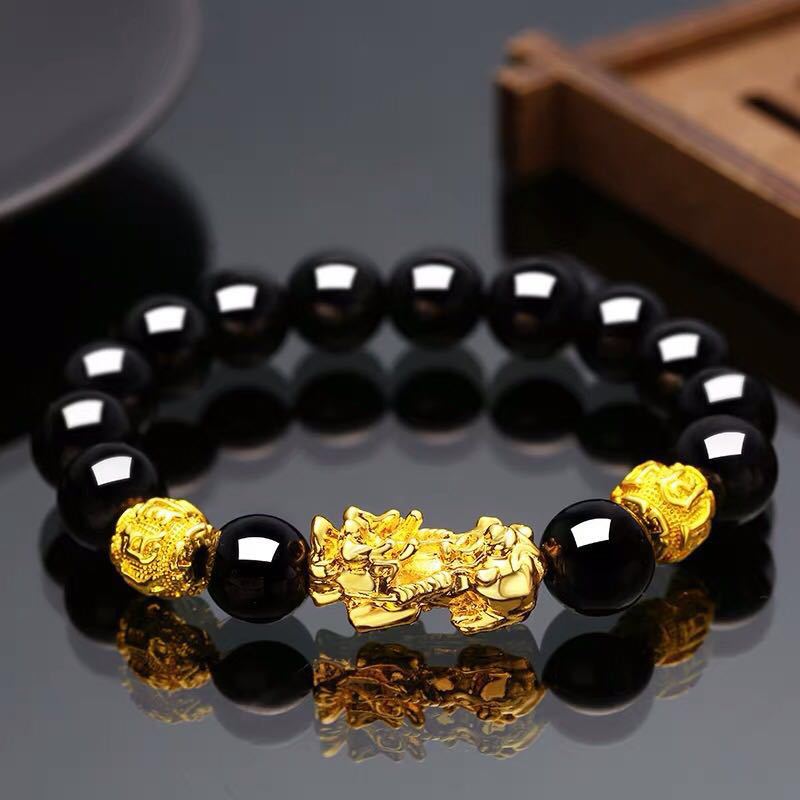 Feng Shui Obsidian Stone Beads Bracelet