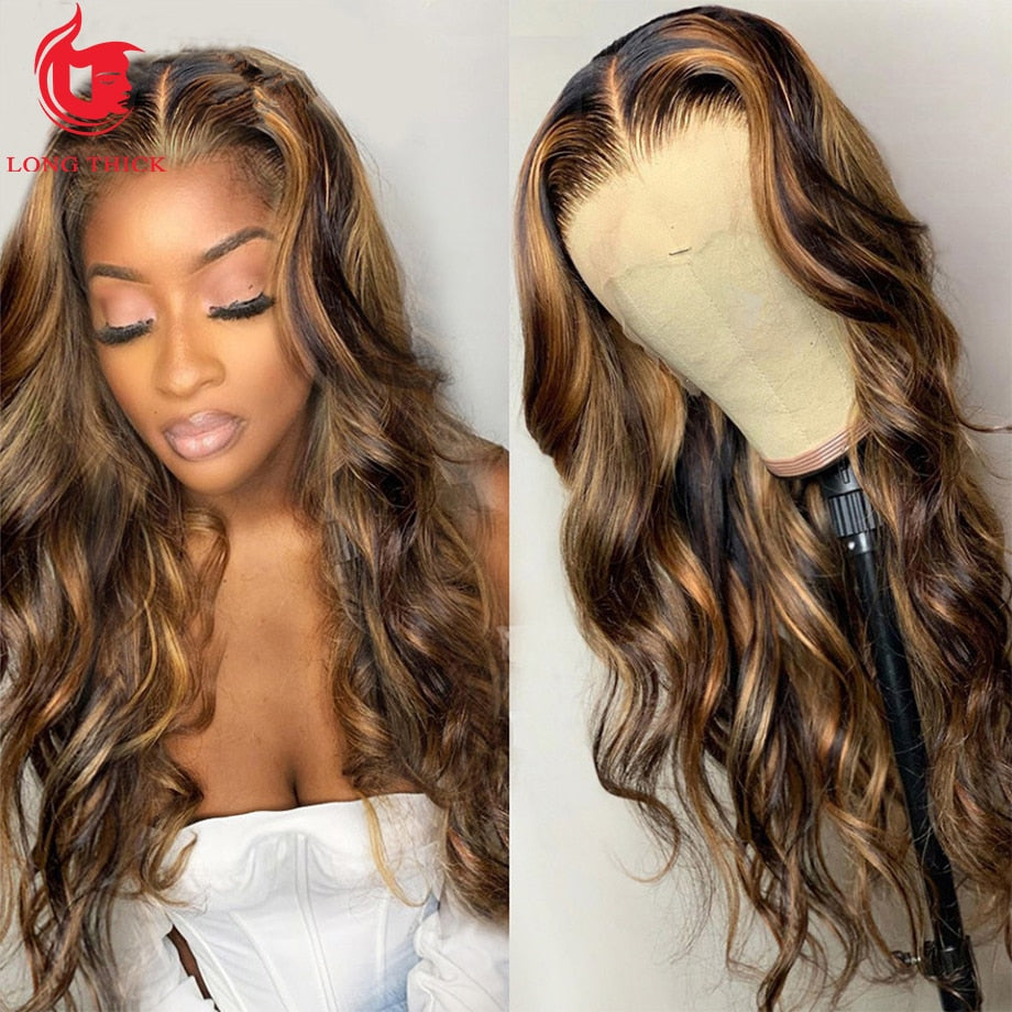 Highlight Wig Human Hair Ombre Lace Front Wig Brazilian Hair Wigs For Black Women 30 Inch Honey Blonde Body Wave Lace Front Wig