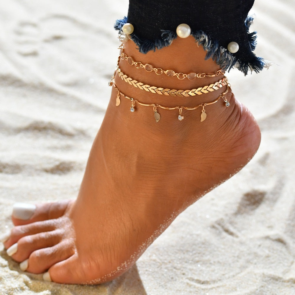 Female Bohemian Shell Anklets