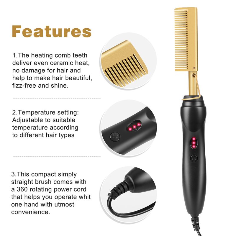 Hot Straightening Heat Pressing Comb Ceramic Curling