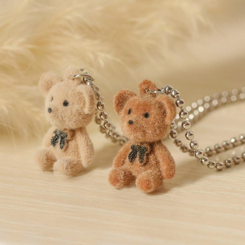 Cute Plush Bear Pendant Necklace
