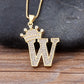 A-Z Crown Alphabet Pendant Chain