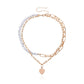 Antique Pearl Chain Necklace With Butterfly