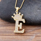 A-Z Crown Alphabet Pendant Chain