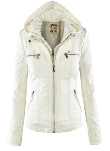 Faux cuir veste femmes 2021 basique veste manteau femme hiver moto veste Faux cuir daim PU fermeture éclair sweats à capuche vêtements d'extérieur