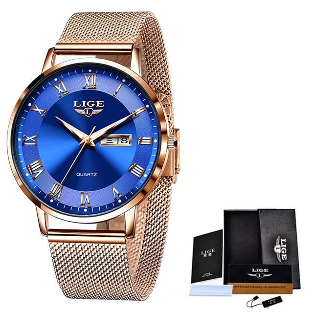 LIGE Brand Women Watches Ultra-thin