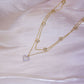 14k Plated Gold Double Layer Heart Necklace