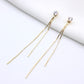 Korean Glossy Arc Bar Long Tassel Earrings