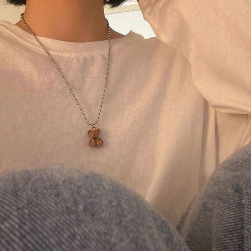 Cute Plush Bear Pendant Necklace