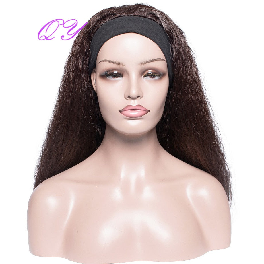 QY Hair Big Afro Kinky Curly Headband Wigs