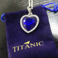 Titanic Heart of Ocean Blue Heart Love Forever Pendant Necklace + Velvet Bag
