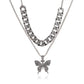 LATS Punk Cuban Big Butterfly Necklace