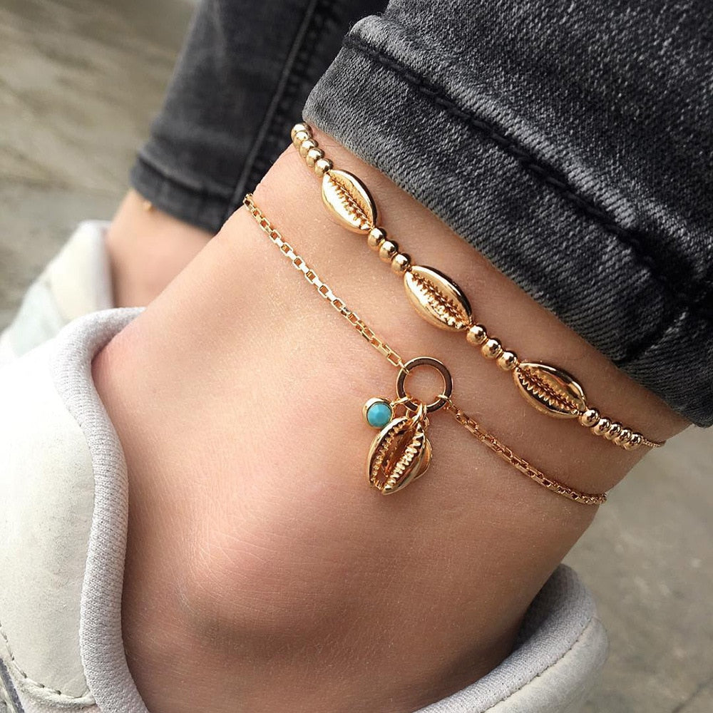 Female Bohemian Shell Anklets