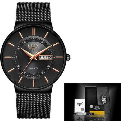 Mens Watches LIGE Waterproof Ultra Thin