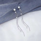 Korean Glossy Arc Bar Long Tassel Earrings