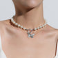 Antique Pearl Chain Necklace With Butterfly