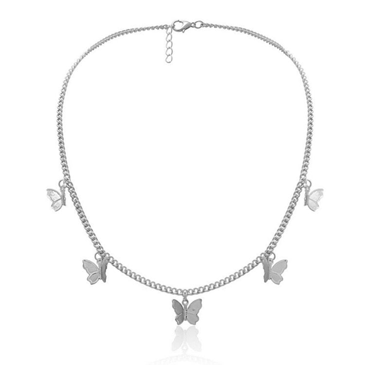 LATS Punk Cuban Big Butterfly Necklace