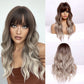 EASIHAIR Brown to Blonde Ombre Synthetic Wigs