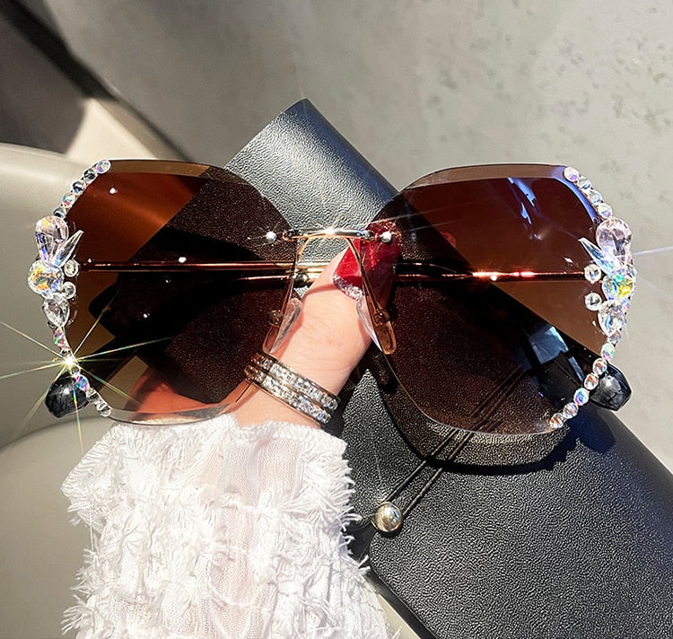 Fashion Vintage Rimless Sunglasses Women