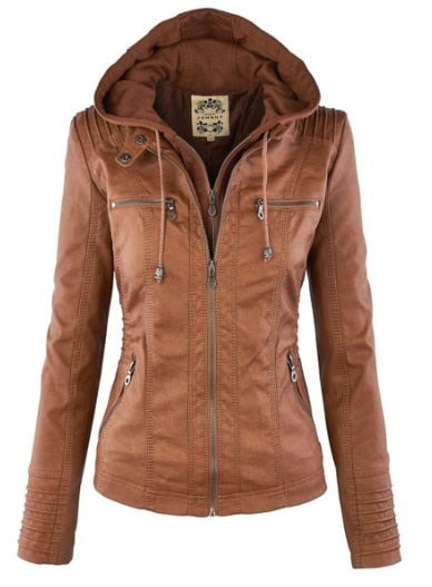 Faux cuir veste femmes 2021 basique veste manteau femme hiver moto veste Faux cuir daim PU fermeture éclair sweats à capuche vêtements d'extérieur