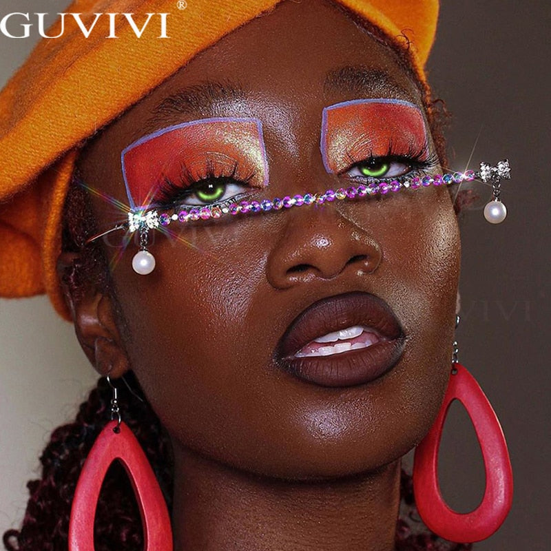 One Piece Rhinestone Eyeglass Frames