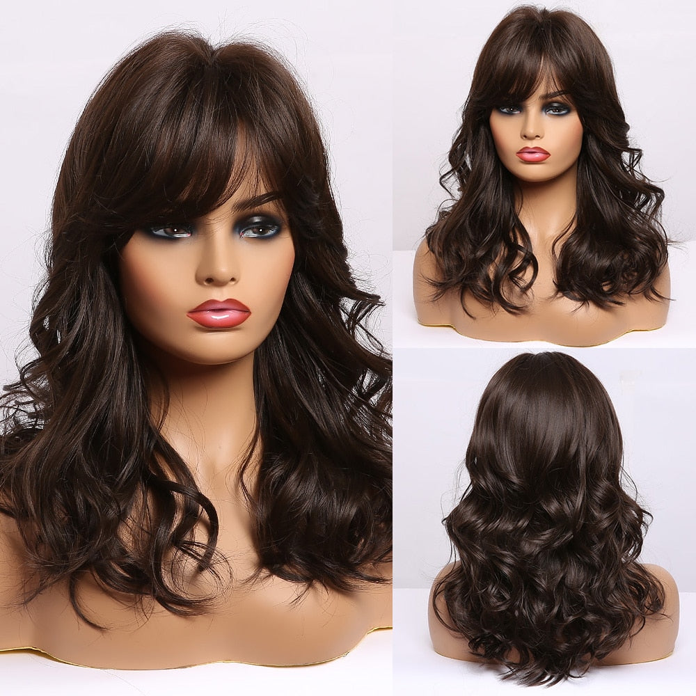 EASIHAIR Brown to Blonde Ombre Synthetic Wigs