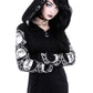 5XL Gothic Punk Women Print Long Sleeve Hoodies Sweatshirts Casual Zipper Jacket Hooded Tops Female Autumn Winter Black Hoodies.