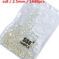 SS3-ss8 1440pcs Clear Crystal AB gold 3D Non HotFix FlatBack Nail Art Rhinestones Decorations Shoes And Dancing Decoration