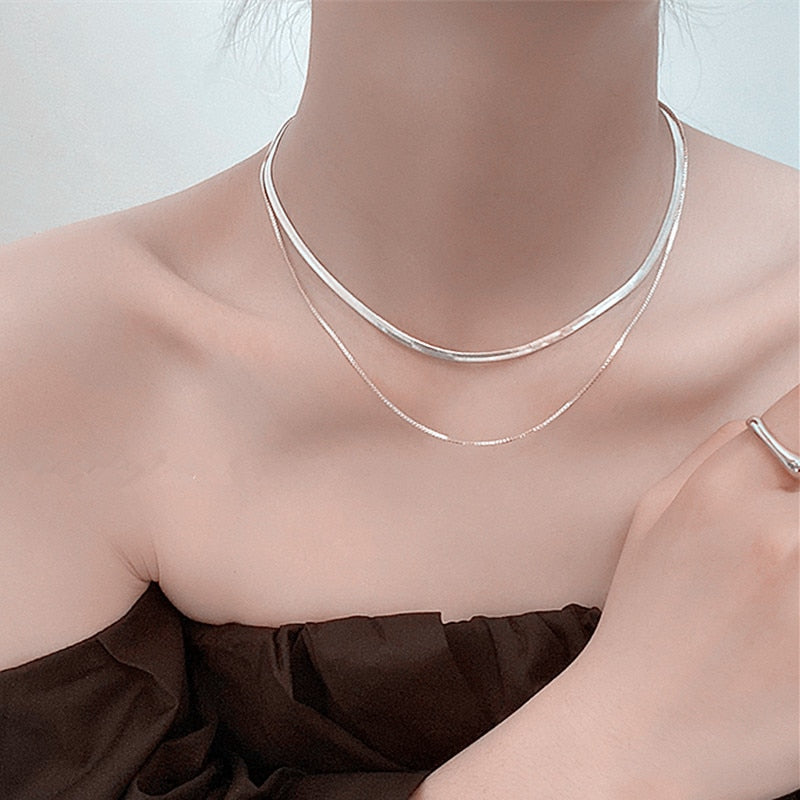 Silver Colour Sparkling Clavicle Necklace