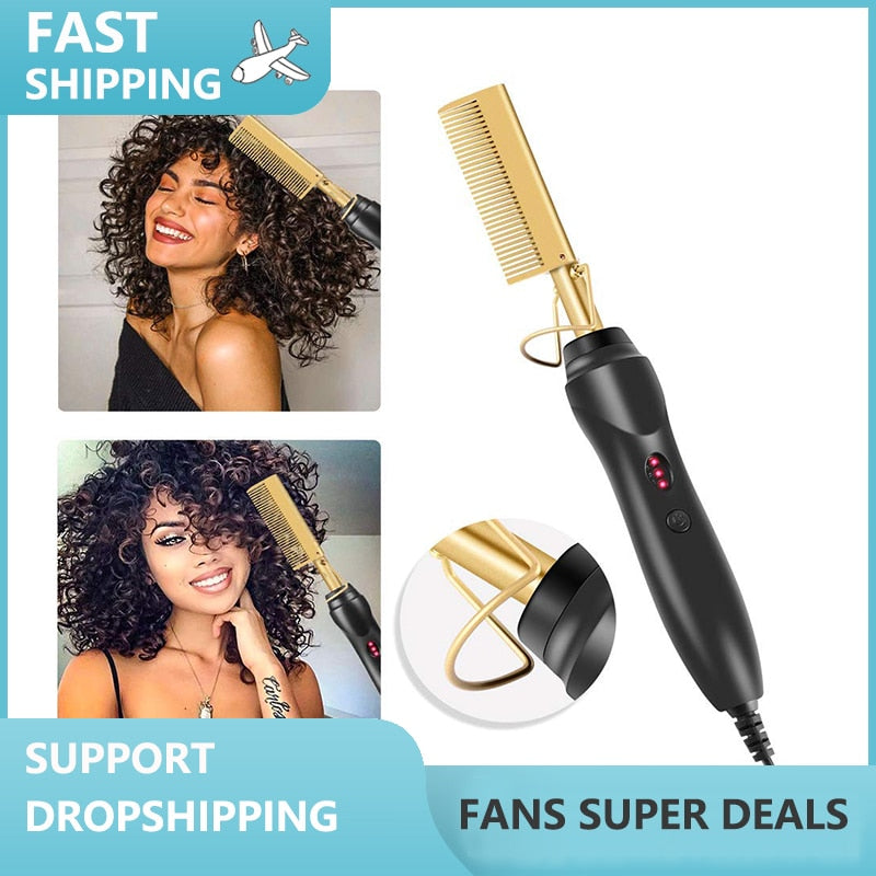 Hot Straightening Heat Pressing Comb Ceramic Curling