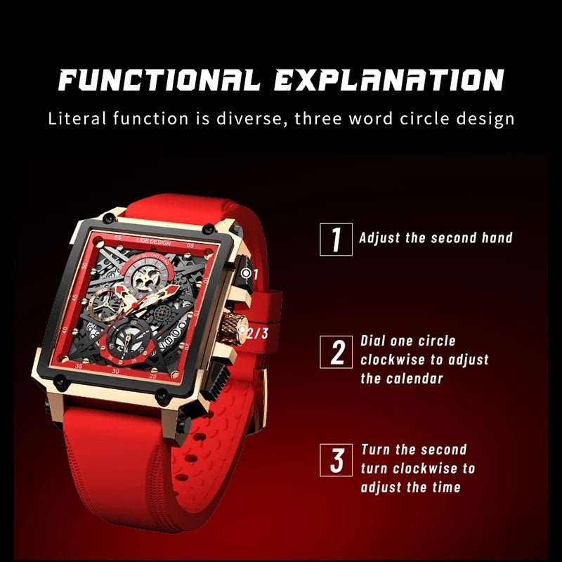 LIGE 2022 Waterproof Quartz Square Wrist