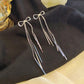 Korean Glossy Arc Bar Long Tassel Earrings