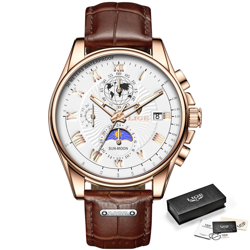 LIGE Fashion Automatic Date Men Quartz