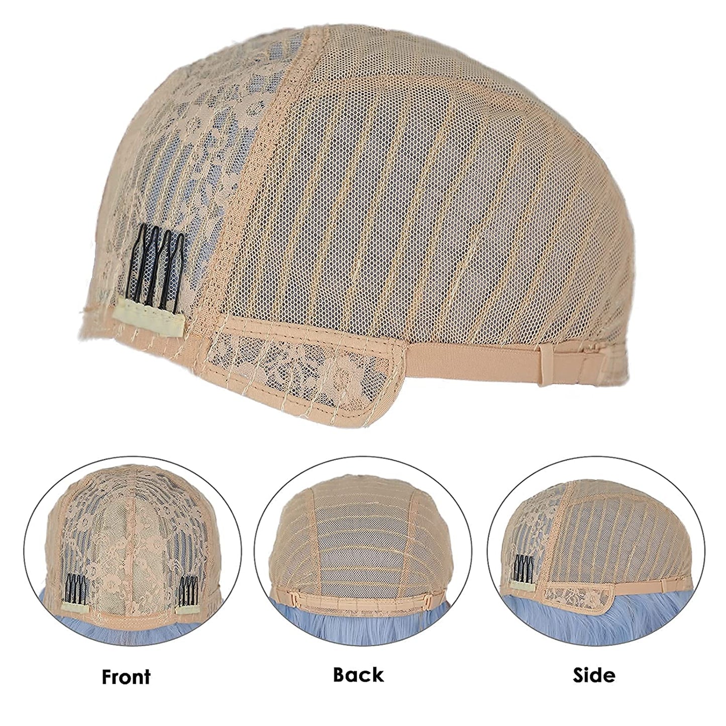 MONIXI Perruque Synthétique Bleue Perruque Courte Ondulée