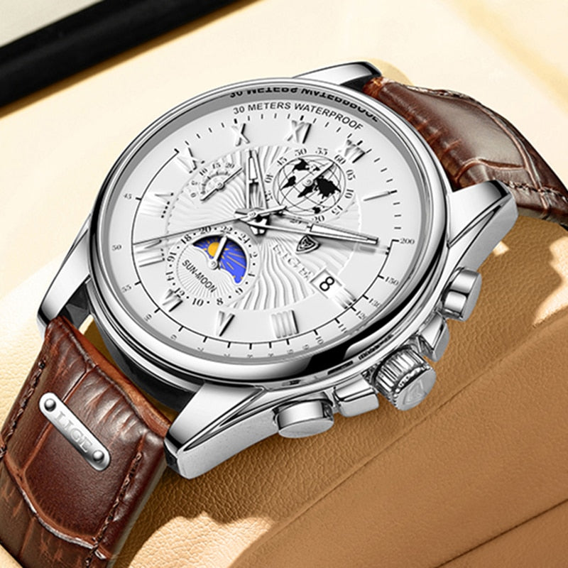 LIGE Fashion Automatic Date Men Quartz
