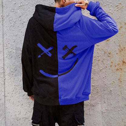 Hommes sourire sweats à capuche 2019 hiver Hip Hop imprimer sweats surdimensionnés mode Patchwork unisexe Couple Streetwear hommes femmes sweats à capuche