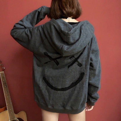Hommes sourire sweats à capuche 2019 hiver Hip Hop imprimer sweats surdimensionnés mode Patchwork unisexe Couple Streetwear hommes femmes sweats à capuche