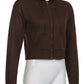 Sweetown Vintage marron solide à capuche Y2K chandails femmes automne hiver lanterne manches fermeture éclair veste Cardigan tricoté sweats à capuche 2022