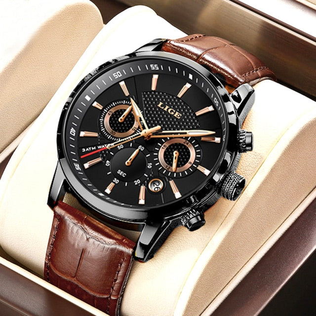 LIGE Fashion Automatic Date Men Quartz