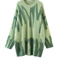 Aproms Elegant Green Striped sweater